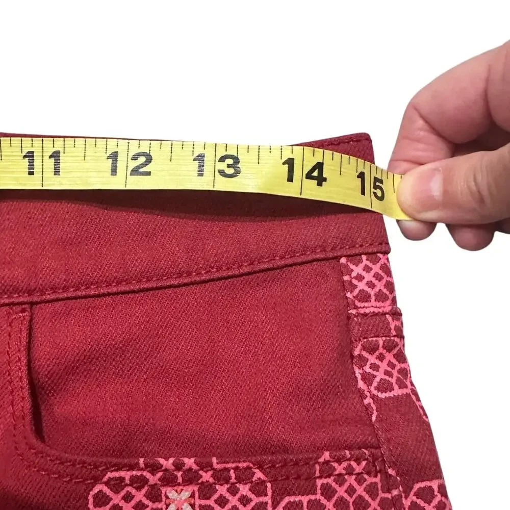 Johnny Was Jade Caleta The Straight Flare Jean Red Floral Feminine Boho, size 27 - Picture 7 of 11